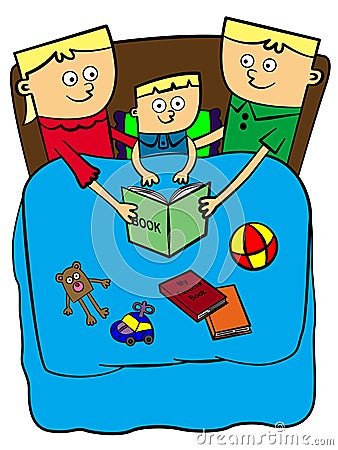 Bed time story Cartoon Illustration