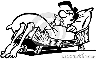 Bed too small cartoon Vector Clipart Vector Illustration