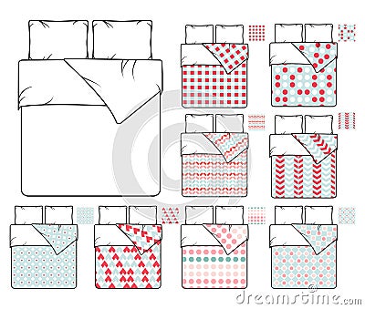 Bedding and linen vector template sample patterns set Vector Illustration