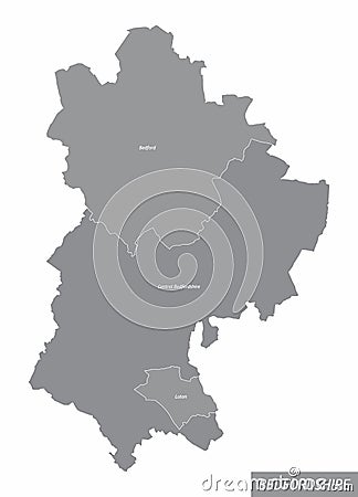 Bedfordshire county administrative map Vector Illustration