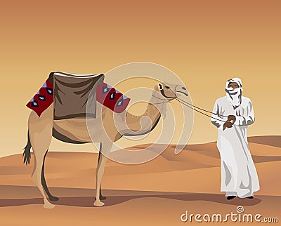 Bedouin and Camel Cartoon Illustration