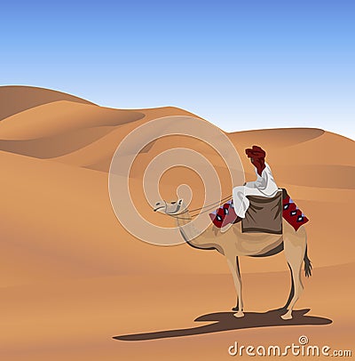 Bedouin and Camel Vector Illustration