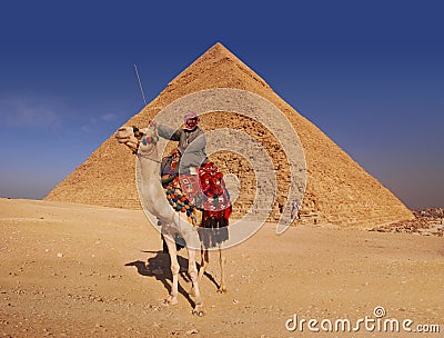 Bedouin and Pyramid Stock Photo