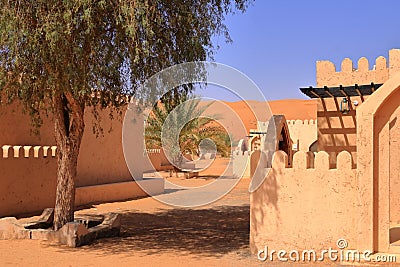 Bedouin style camping beside a huge sand dune at the Wahiba Sands desert, Oman Stock Photo