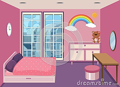 A bedroom at apartment building Vector Illustration