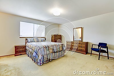 Bedroom with carved wood furniture set Stock Photo