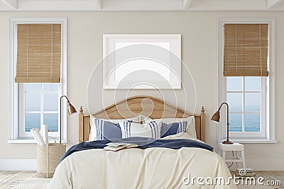 Bedroom in coastal style. 3d render Stock Photo