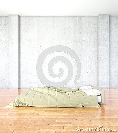 Bedroom with concrete wall Stock Photo