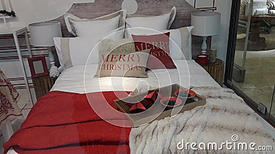 Bedroom creative Christmas decoration come close special moments romantic surprise Stock Photo