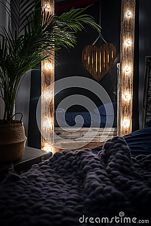 The bedroom is a dark room, Stock Photo