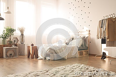 Bedroom with dots Stock Photo