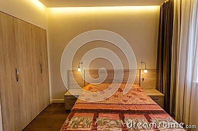 Bedroom in fresh renovated apartment Stock Photo