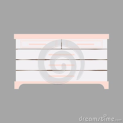 Bedroom furniture - commodes in flat cartoon style. Cute shelf in Scandinavian style. Vector illustration isolated on white Vector Illustration