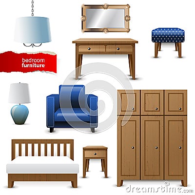 Bedroom furniture Vector Illustration