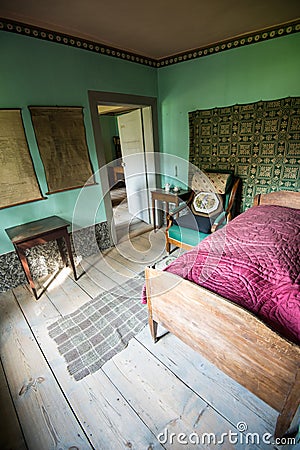 The bedroom at the Goethe House in Weimar, Germany Stock Photo