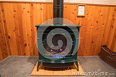 Propane Stove Fireplace in Bedroom Stock Photo