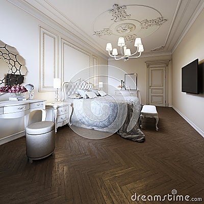 Bedroom interior design in a modern classic style Stock Photo