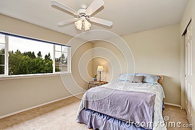 Bedroom interior in pastel blue and beige color. Stock Photo