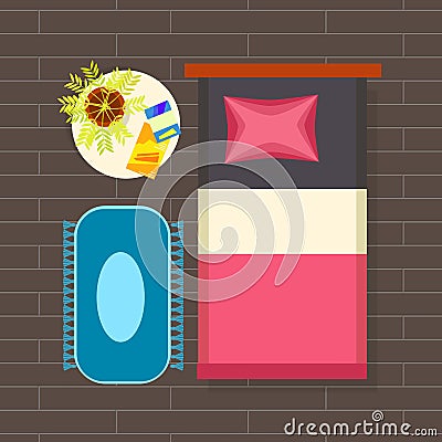 Bedroom Interior Planning Vector Illustration Vector Illustration