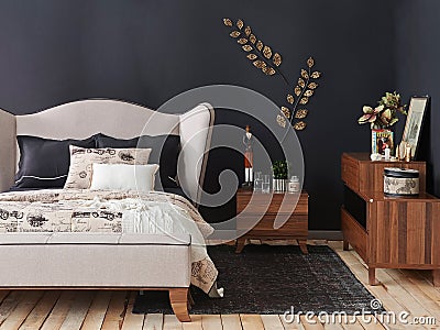 Spacious bedroom bedroom set decoration bedroom furniture set. Stock Photo
