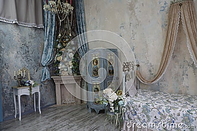 Bedroom interior in vintage style Stock Photo