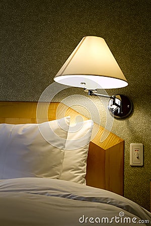 Bedroom and lamp Stock Photo