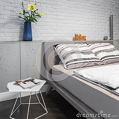 Cozy bedroom with matrimonial bed Stock Photo