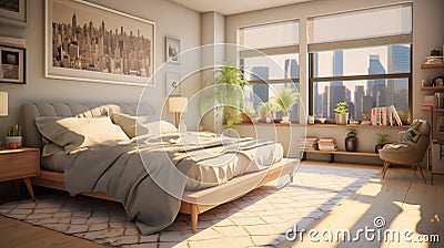 Bedroom, mid century style. Interior design Stock Photo