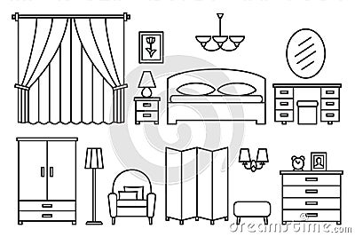 Bedroom modern furniture Vector Illustration