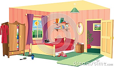 Bedroom scene Vector Illustration