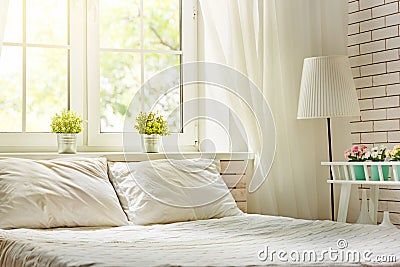 Bedroom in soft light colors Stock Photo