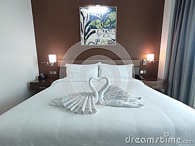 Towel art special for honeymoon couple Editorial Stock Photo