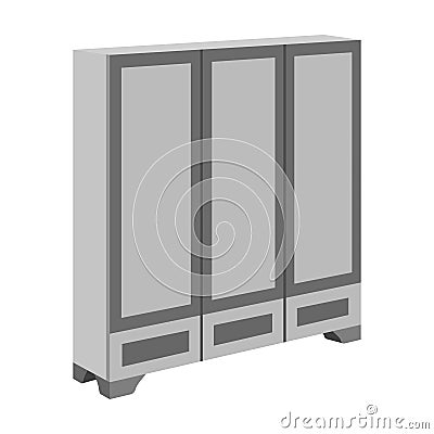 Bedroom wardrobe for clothing.Bedroom furniture for clothes.Bedroom furniture single icon in monochrome style vector Vector Illustration