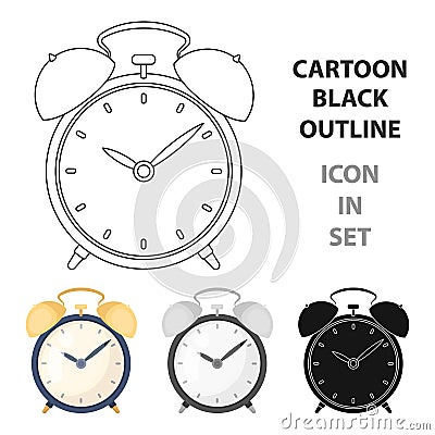 Bedside clock icon in cartoon style isolated on white background. Sleep and rest symbol stock vector illustration. Vector Illustration