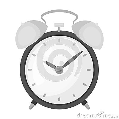 Bedside clock icon in monochrome style isolated on white background. Sleep and rest symbol stock vector illustration. Vector Illustration