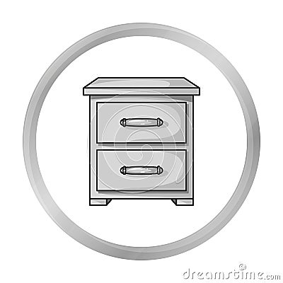 Bedside table icon in monochrome style isolated on white background. Furniture and home interior symbol stock vector Vector Illustration