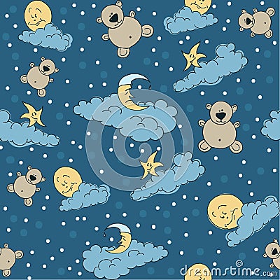 Bedtime bears seamless Vector Illustration