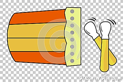 Bedug or beduk, indonesia traditional drum and stick at transparent effect background Vector Illustration