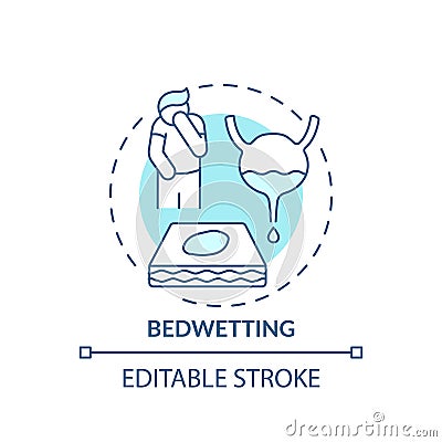 Bedwetting turquoise concept icon Vector Illustration