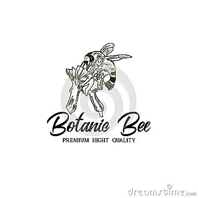 Bee botanic design logo vector Vector Illustration