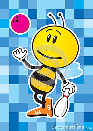 Bee Bowler Vector Illustration