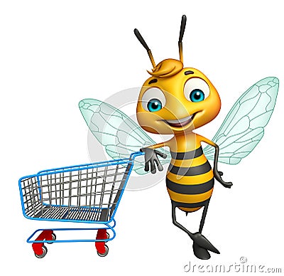 Bee cartoon character with trolly Cartoon Illustration