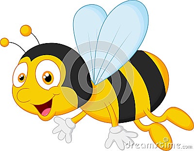 Bee cartoon flying Vector Illustration