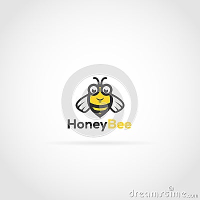 Bee Character Logo Vector Illustration
