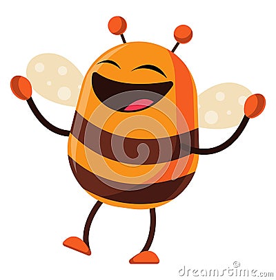 Bee is cheerful, illustration, vector Vector Illustration