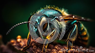 Bee Close-Up on a Flower. Generative AI Stock Photo