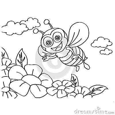 Bee Coloring Pages vector Vector Illustration