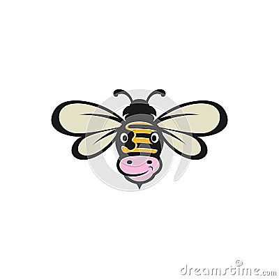 Bee and cow combination for logo icon Vector Illustration