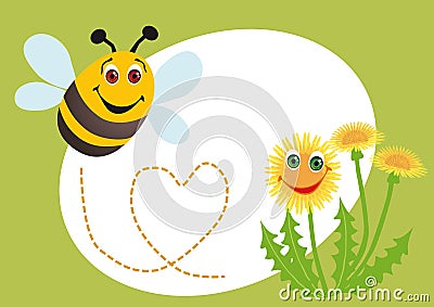 Bee and dandelion Vector Illustration