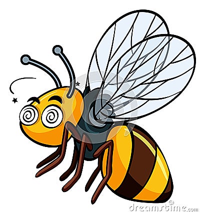 Bee with dizzy face Vector Illustration